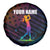 Colorful Golf Spare Tire Cover Watercolor American Flag Female Golfer Silhouette in Rainbow Gradient - Wonder Print Shop