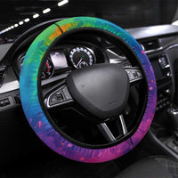 Colorful Golf Steering Wheel Cover Watercolor American Flag Female Golfer Silhouette in Rainbow Gradient - Wonder Print Shop