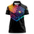 Colorful Golf Women Polo Shirt Watercolor American Flag Female Golfer Silhouette in Rainbow Gradient - Wonder Print Shop