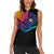 Colorful Golf Women Sleeveless Polo Shirt Watercolor American Flag Female Golfer Silhouette in Rainbow Gradient - Wonder Print Shop