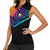 Colorful Golf Women Sleeveless Polo Shirt Watercolor American Flag Female Golfer Silhouette in Rainbow Gradient - Wonder Print Shop