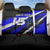 Custom Blue Motocross Back Car Seat Cover with Dirt Bike Rider Graphic Design on Honeycomb Pattern - Wonder Print Shop