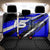 Custom Blue Motocross Back Car Seat Cover with Dirt Bike Rider Graphic Design on Honeycomb Pattern - Wonder Print Shop