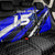 Custom Blue Motocross Back Car Seat Cover with Dirt Bike Rider Graphic Design on Honeycomb Pattern - Wonder Print Shop