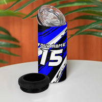 Custom Blue Motocross 4 in 1 Can Cooler Tumbler with Dirt Bike Rider Graphic Design on Honeycomb Pattern - Wonder Print Shop