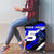 Custom Blue Motocross Luggage Cover with Dirt Bike Rider Graphic Design on Honeycomb Pattern - Wonder Print Shop