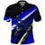 Custom Blue Motocross Polo Shirt with Dirt Bike Rider Graphic Design on Honeycomb Pattern - Wonder Print Shop
