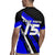 Custom Blue Motocross Rugby Jersey with Dirt Bike Rider Graphic Design on Honeycomb Pattern - Wonder Print Shop