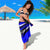 Custom Blue Motocross Sarong with Dirt Bike Rider Graphic Design on Honeycomb Pattern - Wonder Print Shop