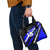 Custom Blue Motocross Shoulder Handbag with Dirt Bike Rider Graphic Design on Honeycomb Pattern - Wonder Print Shop