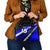 Custom Blue Motocross Shoulder Handbag with Dirt Bike Rider Graphic Design on Honeycomb Pattern - Wonder Print Shop