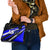 Custom Blue Motocross Shoulder Handbag with Dirt Bike Rider Graphic Design on Honeycomb Pattern - Wonder Print Shop