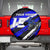 Custom Blue Motocross Spare Tire Cover with Dirt Bike Rider Graphic Design on Honeycomb Pattern - Wonder Print Shop