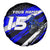 Custom Blue Motocross Spare Tire Cover with Dirt Bike Rider Graphic Design on Honeycomb Pattern - Wonder Print Shop