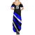 Custom Blue Motocross Summer Maxi Dress with Dirt Bike Rider Graphic Design on Honeycomb Pattern - Wonder Print Shop