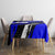 Custom Blue Motocross Tablecloth with Dirt Bike Rider Graphic Design on Honeycomb Pattern - Wonder Print Shop