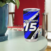 Custom Blue Motocross Tumbler Cup with Dirt Bike Rider Graphic Design on Honeycomb Pattern - Wonder Print Shop