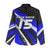 Custom Blue Motocross Women Casual Shirt with Dirt Bike Rider Graphic Design on Honeycomb Pattern - Wonder Print Shop
