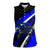 Custom Blue Motocross Women Sleeveless Polo Shirt with Dirt Bike Rider Graphic Design on Honeycomb Pattern - Wonder Print Shop