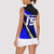 Custom Blue Motocross Women Sleeveless Polo Shirt with Dirt Bike Rider Graphic Design on Honeycomb Pattern - Wonder Print Shop