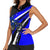 Custom Blue Motocross Women Sleeveless Polo Shirt with Dirt Bike Rider Graphic Design on Honeycomb Pattern - Wonder Print Shop
