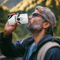 Custom Bowling Team Graphic 4 in 1 Can Cooler Tumbler with Flaming Ball Design in Black White and Purple Flame Pattern - Wonder Print Shop