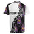 Custom Bowling Team Graphic Rugby Jersey with Flaming Ball Design in Black White and Purple Flame Pattern - Wonder Print Shop