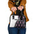 Custom Bowling Team Graphic Shoulder Handbag with Flaming Ball Design in Black White and Purple Flame Pattern - Wonder Print Shop