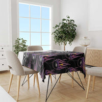 Custom Bowling Team Graphic Tablecloth with Flaming Ball Design in Black White and Purple Flame Pattern - Wonder Print Shop