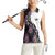 Custom Bowling Team Graphic Women Sleeveless Polo Shirt with Flaming Ball Design in Black White and Purple Flame Pattern - Wonder Print Shop