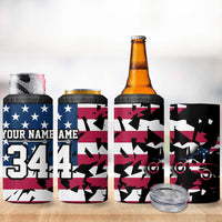 Personalized Dirt Bike Racing 4 in 1 Can Cooler Tumbler Shattered American Flag and Race Checkered Patch Graphic in Red White and Blue - Wonder Print Shop
