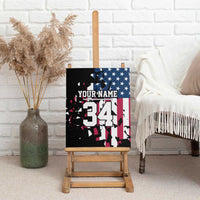 Personalized Dirt Bike Racing Canvas Wall Art Shattered American Flag and Race Checkered Patch Graphic in Red White and Blue - Wonder Print Shop