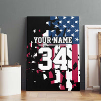 Personalized Dirt Bike Racing Canvas Wall Art Shattered American Flag and Race Checkered Patch Graphic in Red White and Blue - Wonder Print Shop
