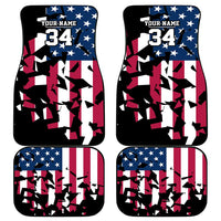 Personalized Dirt Bike Racing Car Mats Shattered American Flag and Race Checkered Patch Graphic in Red White and Blue - Wonder Print Shop