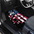 Personalized Dirt Bike Racing Car Mats Shattered American Flag and Race Checkered Patch Graphic in Red White and Blue - Wonder Print Shop