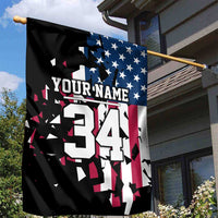 Personalized Dirt Bike Racing Garden Flag Shattered American Flag and Race Checkered Patch Graphic in Red White and Blue - Wonder Print Shop