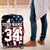 Personalized Dirt Bike Racing Luggage Cover Shattered American Flag and Race Checkered Patch Graphic in Red White and Blue - Wonder Print Shop