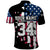 Personalized Dirt Bike Racing Polo Shirt Shattered American Flag and Race Checkered Patch Graphic in Red White and Blue - Wonder Print Shop