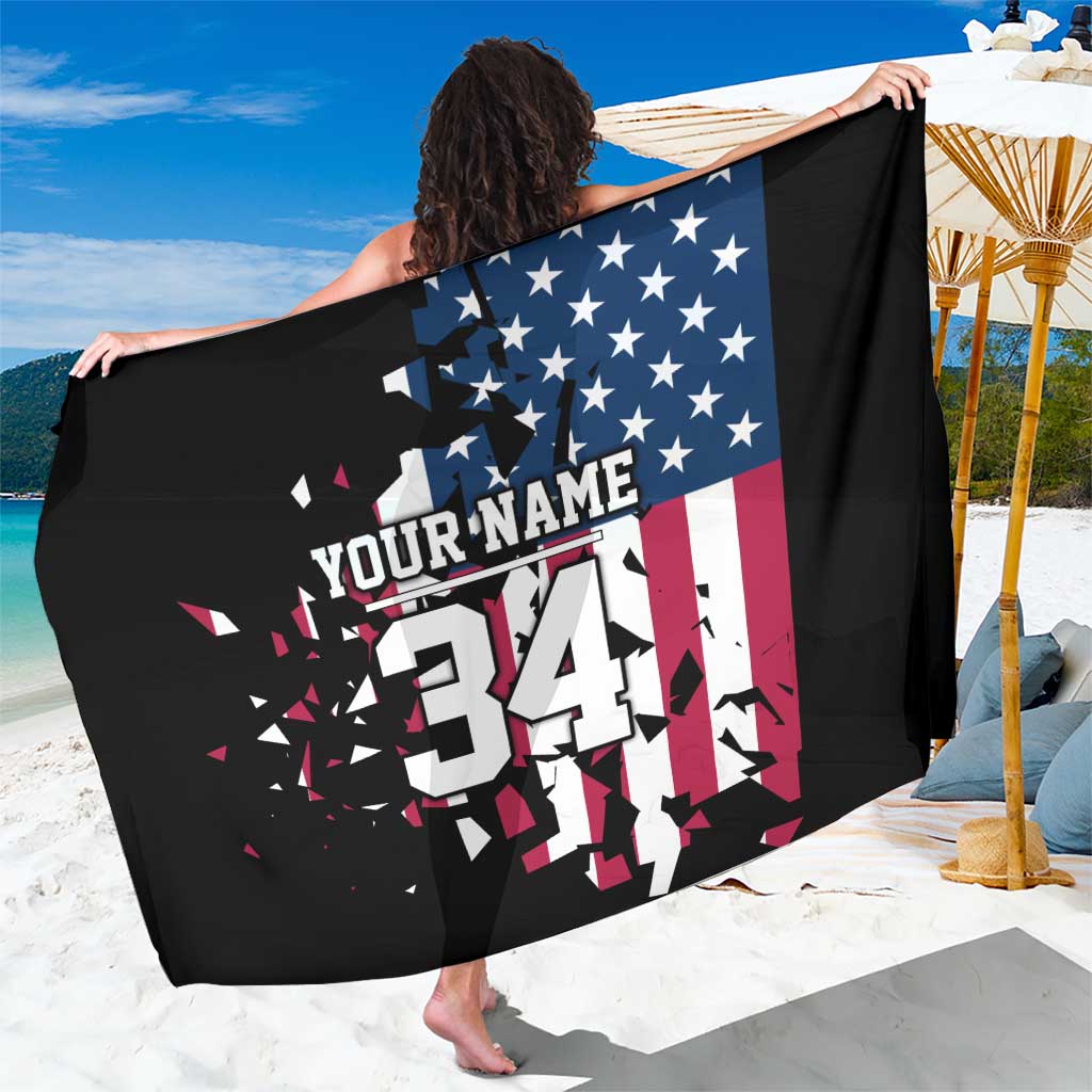 Personalized Dirt Bike Racing Sarong Shattered American Flag and Race Checkered Patch Graphic in Red White and Blue - Wonder Print Shop
