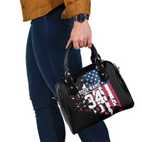 Personalized Dirt Bike Racing Shoulder Handbag Shattered American Flag and Race Checkered Patch Graphic in Red White and Blue - Wonder Print Shop