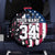 Personalized Dirt Bike Racing Spare Tire Cover Shattered American Flag and Race Checkered Patch Graphic in Red White and Blue - Wonder Print Shop