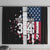 Personalized Dirt Bike Racing Window Curtain Shattered American Flag and Race Checkered Patch Graphic in Red White and Blue - Wonder Print Shop