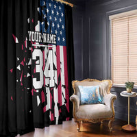 Personalized Dirt Bike Racing Window Curtain Shattered American Flag and Race Checkered Patch Graphic in Red White and Blue - Wonder Print Shop