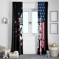 Personalized Dirt Bike Racing Window Curtain Shattered American Flag and Race Checkered Patch Graphic in Red White and Blue - Wonder Print Shop