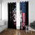 Personalized Dirt Bike Racing Window Curtain Shattered American Flag and Race Checkered Patch Graphic in Red White and Blue - Wonder Print Shop
