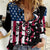 Personalized Dirt Bike Racing Women Casual Shirt Shattered American Flag and Race Checkered Patch Graphic in Red White and Blue - Wonder Print Shop