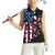 Personalized Dirt Bike Racing Women Sleeveless Polo Shirt Shattered American Flag and Race Checkered Patch Graphic in Red White and Blue - Wonder Print Shop
