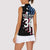 Personalized Dirt Bike Racing Women Sleeveless Polo Shirt Shattered American Flag and Race Checkered Patch Graphic in Red White and Blue - Wonder Print Shop