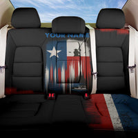 Texas Flag Fishing Back Car Seat Cover with Silhouette Fisherman and Rustic Lake Scene in Red White Blue - Wonder Print Shop