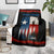Texas Flag Fishing Blanket with Silhouette Fisherman and Rustic Lake Scene in Red White Blue - Wonder Print Shop